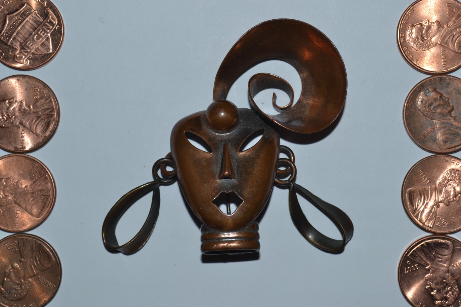 Vintage COPPER african mask MODERNIST Rebajes art pin BROOCH Etsy