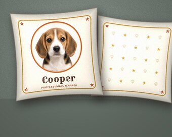 Personalized Dog Photo Pillow with Name, Custom Pet Pillow, Funny Professional Napper Dog Mom Gift