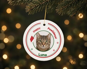 Custom Pet Photo Ornament, Santa Hat Frame, Personalized Name (2026)