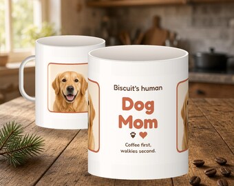 Personalized Dog Mom Mug, Custom Pet Photo, Coffee Lover Gift (11oz)