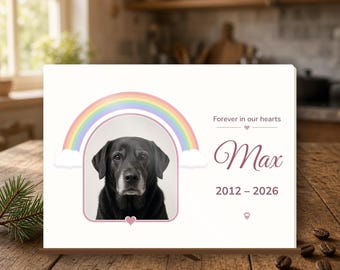 Pet Memorial Photo Tile, Rainbow Bridge Dog Memorial Gift with Name and Dates, Personalized Pet Loss Sympathy Gift