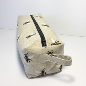 Bees Boxed Zipper Pouch/Pencil Case/Make Up Bag/Cosmetic Brush Pouch