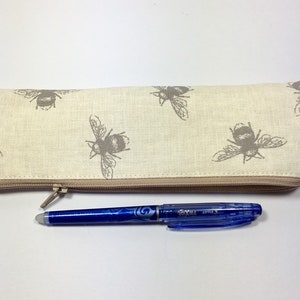 Bees Flat Zipper Pencil Flat Pouch/Pencil Case/Make Up Bag/Cosmetic Brush Pouch