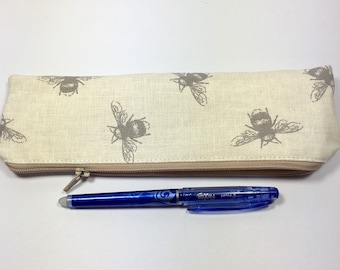 Bees Flat Zipper Pencil Flat Pouch/Pencil Case/Make Up Bag/Cosmetic Brush Pouch