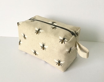 Boxed Bee Make Up Bag/Cosmetic Bag/Travel Bag/Gadget Bag/Pouch/ Pencil Case/Wash Bag