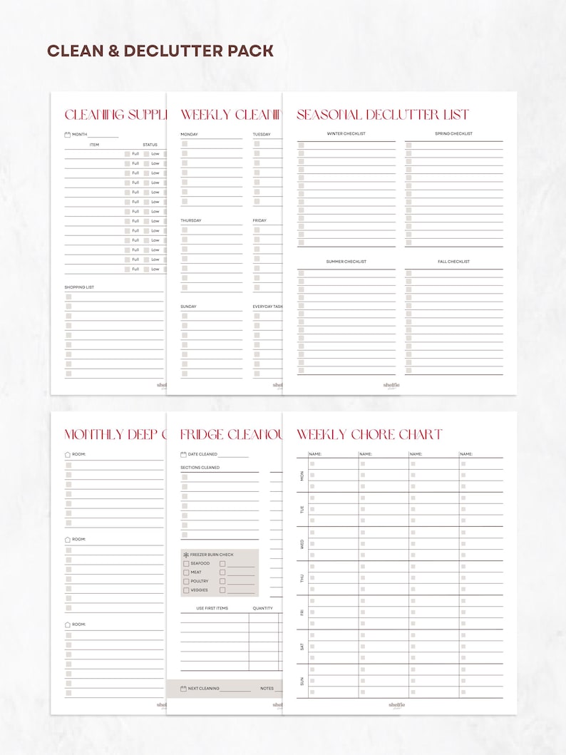 Printed Clean & Declutter Inserts Pack | Planner Inserts Bild 1