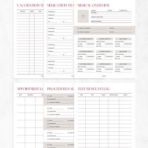 Printed Health & Medical Inserts Pack | Planner Inserts