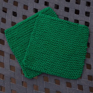 Hand Knit Pot Holders - set of 2 -  Green