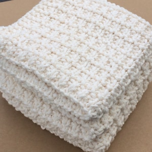 Hand Knit Cotton Dish Cloths - Set of 3 - Off White - Neutral Color - Housewarming - Cleaning Supply - Reusable - Eco Friendly - Washable