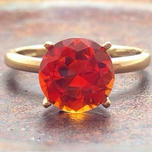 Orange Sapphire and Gold Ring, Engagement Ring, Promise Ring, Wedding Ring image 1