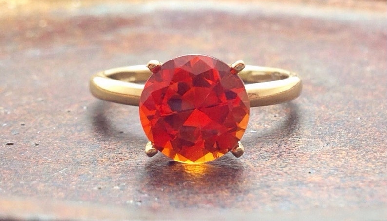 Orange Sapphire and Gold Ring, Engagement Ring, Promise Ring, Wedding Ring image 1