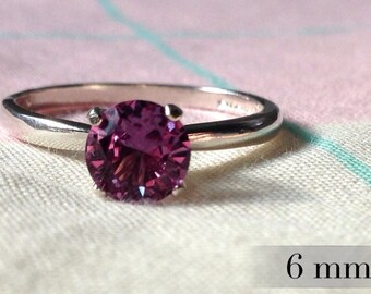 6mm Alexandrite Ring, Color Change Alexandrite Engagement Ring, Sterling Promise Ring, Silver Wedding Ring, Abish Jewelry Works