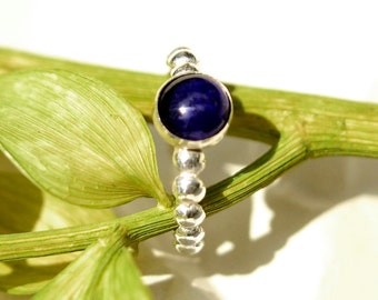 Blue Sapphire Ring with Silver, September Birthstone, Bridesmaids Gifts, Sterling Stacking Ring with Sapphire Gem