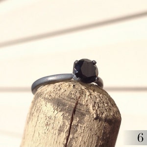 Black Spinel in Blackened Silver, 6mm Black Spinel Engagement Ring, Wedding Ring, Promise Ring