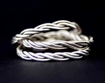 Dainty Stacking Rings Solid Sterling Silver Twisted Wire.