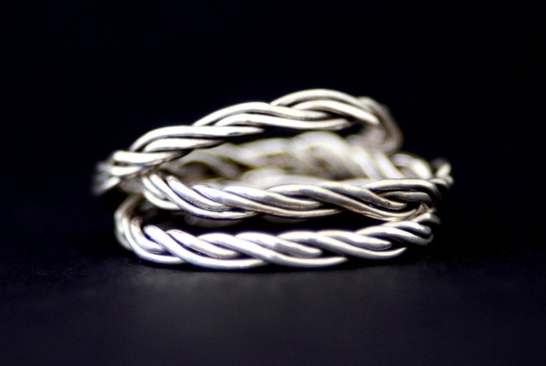 Dainty Stacking Rings Solid Sterling Silver Twisted Wire. image 1