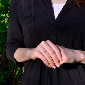 Ruby Ring in Sterling Silver, Silver Stacking Ring with Ruby Cabochon, Bridesmaids Gifts, July Birthstone image 3