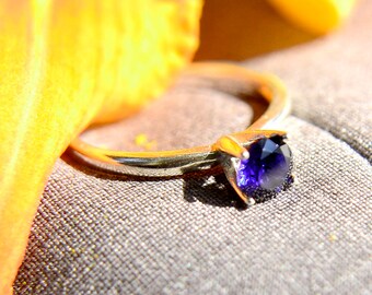 Sapphire Ring in Sterling Silver, Blue Engagement Ring, Silver Wedding Ring, Promise Ring