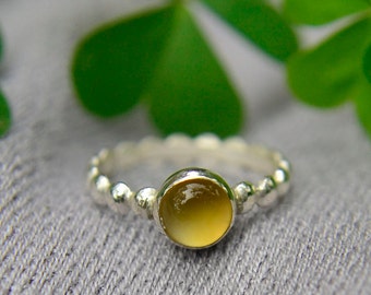 Citrine and Silver Stacking Ring, November Birthstone, Sterling Silver Ring with Citrine Gemstone, Bridesmaids Gifts