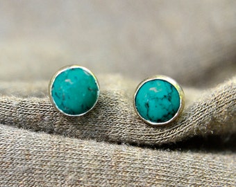 Turquoise Earrings, Silver Stud Earrings with Turquiose, Post Earrings, Bridesmaids Gifts