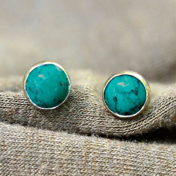 Turquoise Earrings, Silver Stud Earrings with Turquiose, Post Earrings, Bridesmaids Gifts