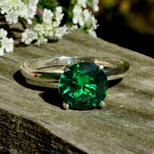 Emerald Ring, Right-Hand Silver Ring, Bridesmaids Gifts, Emerald in Sterling Silver, May Birthstone