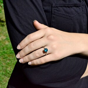 Blue Zircon Ring, Sterling Silver Solitaire with Blue Zircon Gemstone, Bridesmaids Gifts, December Birthstone image 2