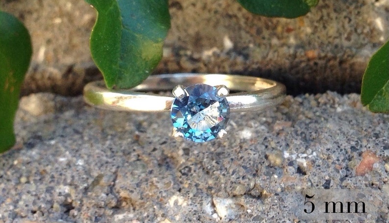 Blue Zircon Ring, Sterling Silver Solitaire with Blue Zircon Gemstone, Bridesmaids Gifts, December Birthstone image 3