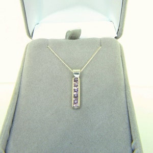 Alexandrite Channel-set Necklace, 5 Stone Sterling Silver Necklace, Bridesmaid's Gifts image 2