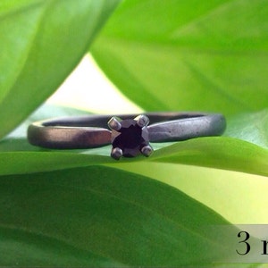 Black Spinel Ring, 3mm Promise Ring, Black Diamond Alternative, Bridesmaid Gifts, Engagement Ring, Wedding Ring