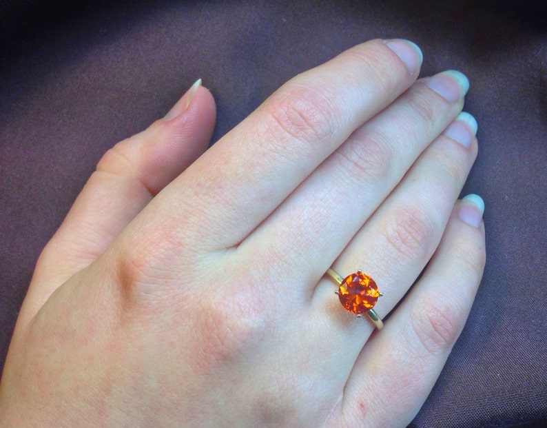 Orange Sapphire and Gold Ring, Engagement Ring, Promise Ring, Wedding Ring image 5