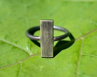 Silver Ring, Geometric Vertical Plank Ring in Sterling Silver