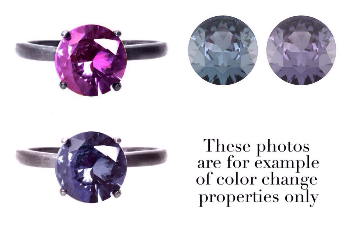 Alexandrite Color-change Ring, Oxidized Silver Ring, 5mm Wedding Ring ...