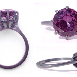 10mm Alexandrite Basket-set Sterling Silver Ring, Color Change Alexandrite, Engagement Ring, Wedding Ring, Blackened Patina image 4