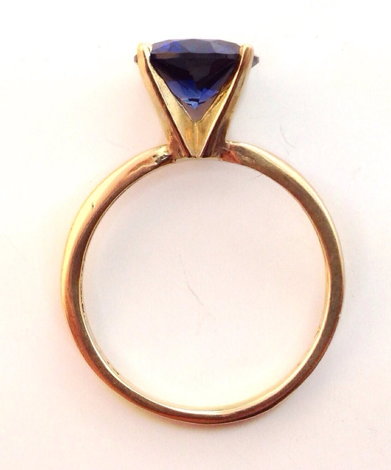 8mm Blue Sapphire and 14k Gold Solitare Ring, Engagement Ring, September Birthstone, Wedding Ring image 3