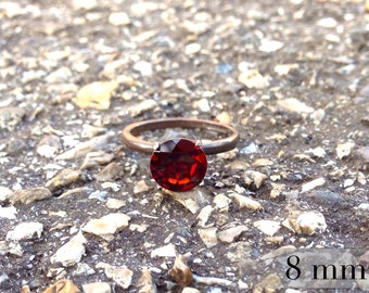 Garnet Ring in Blackened Sterling Silver, Bridesmaids Gifts, January Birthstone Ring with Garnet in Blackened Silver