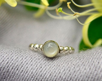 Moonstone Ring, Bridesmaids Gifts, Sterling Silver Stacking Ring with White Moonstone, Bridesmaid Gifts, June Birthstone