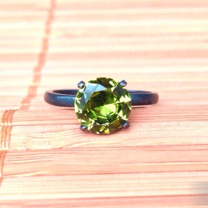 Peridot Ring in Oxidized Sterling, Bridesmaids Gifts, Silver Ring, August Birthstone Ring, Engagment Ring