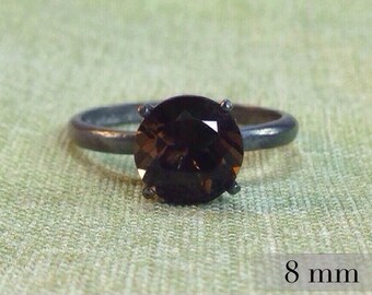 Smoky Quartz Ring, Sterling Silver Ring with Smoky Quartz Gemstone, Wedding Ring, Engagement Ring, Promise Ring