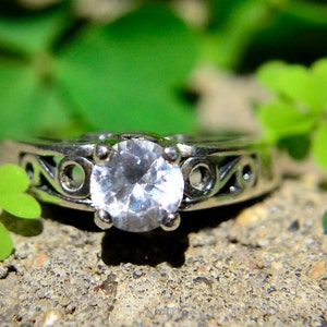 Engagement Ring, White Sapphire and Sterling Silver Ring, Engagement on a Budget, Diamond Alternative