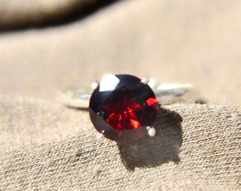 Garnet Ring, Almandine Garnet and Silver Ring, January Birthstone, Bridesmaids Gifts