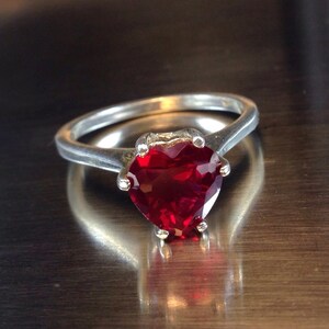 Red Ruby Heart Ring, Wedding Ring, Engagement Ring, Sweetheart Ring, Promise Ring, Valentine&#39;s Gift, Ruby Heart Ring