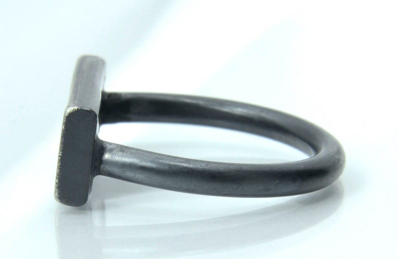 Silver Ring, Horizontal Plank Geometric Sterling Silver Ring, One of a ...