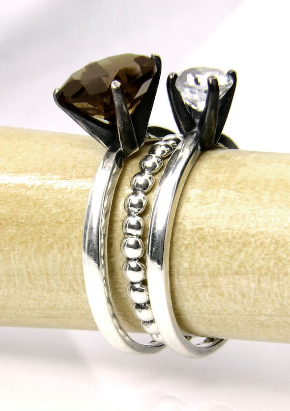 Stacking Ring Set in Silver Moonbeam Stacking Rings With Etsy