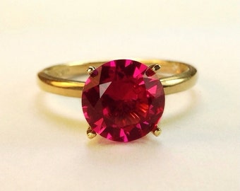 Ruby and Gold Ring, July Birthstone, Engagement Ring, Wedding Ring, Ruby Promise Ring