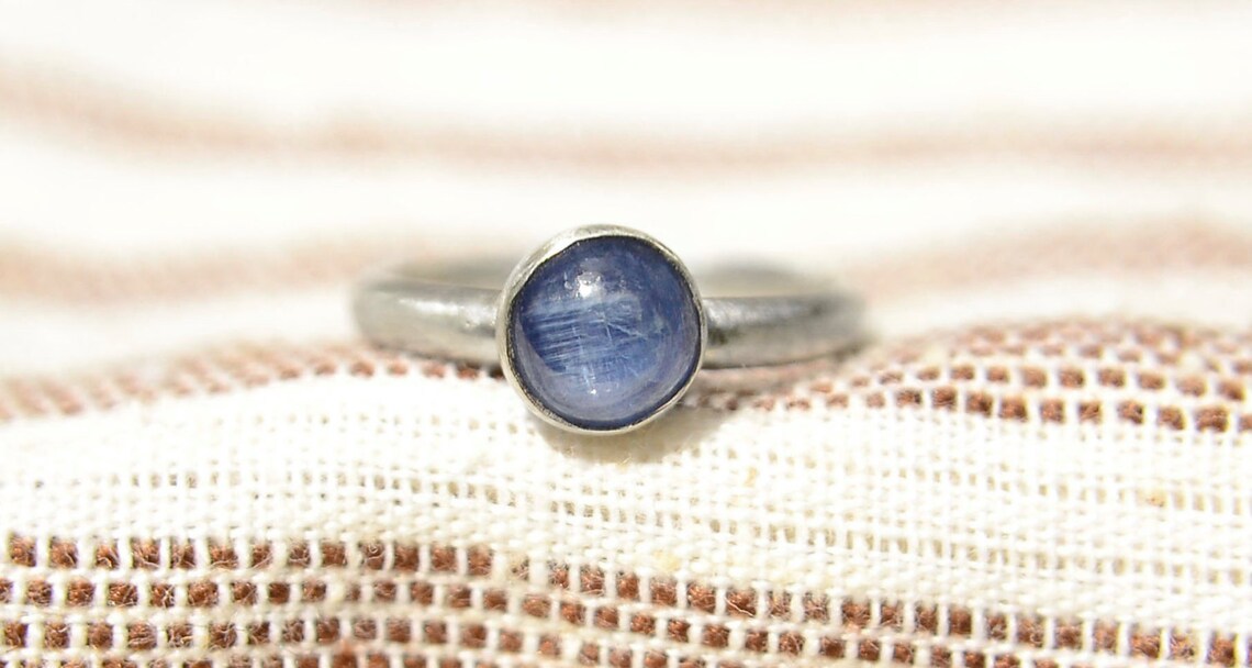 Kyanite Ring Sterling Silver Stacking Ring With Kyanite Etsy