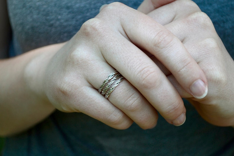 Dainty Stacking Rings Solid Sterling Silver Twisted Wire. image 4