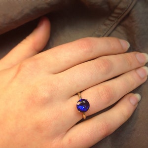 8mm Blue Sapphire and 14k Gold Solitare Ring, Engagement Ring, September Birthstone, Wedding Ring image 5