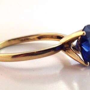 8mm Blue Sapphire and 14k Gold Solitare Ring, Engagement Ring, September Birthstone, Wedding Ring image 2