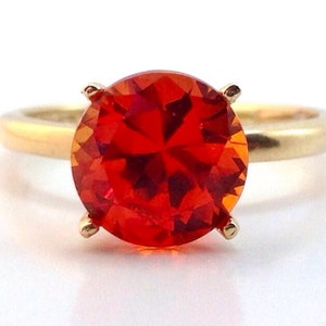 Orange Sapphire and Gold Ring, Engagement Ring, Promise Ring, Wedding Ring image 2
